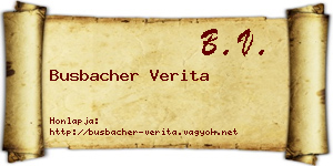 Busbacher Verita névjegykártya